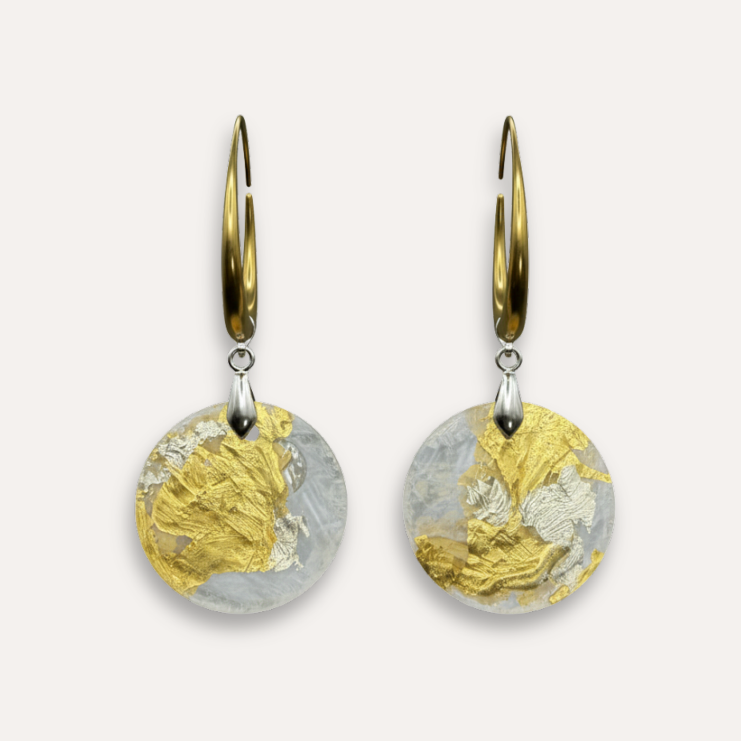 Oorbellen parelmoer - 24k geel- en 18k wit bladgoud