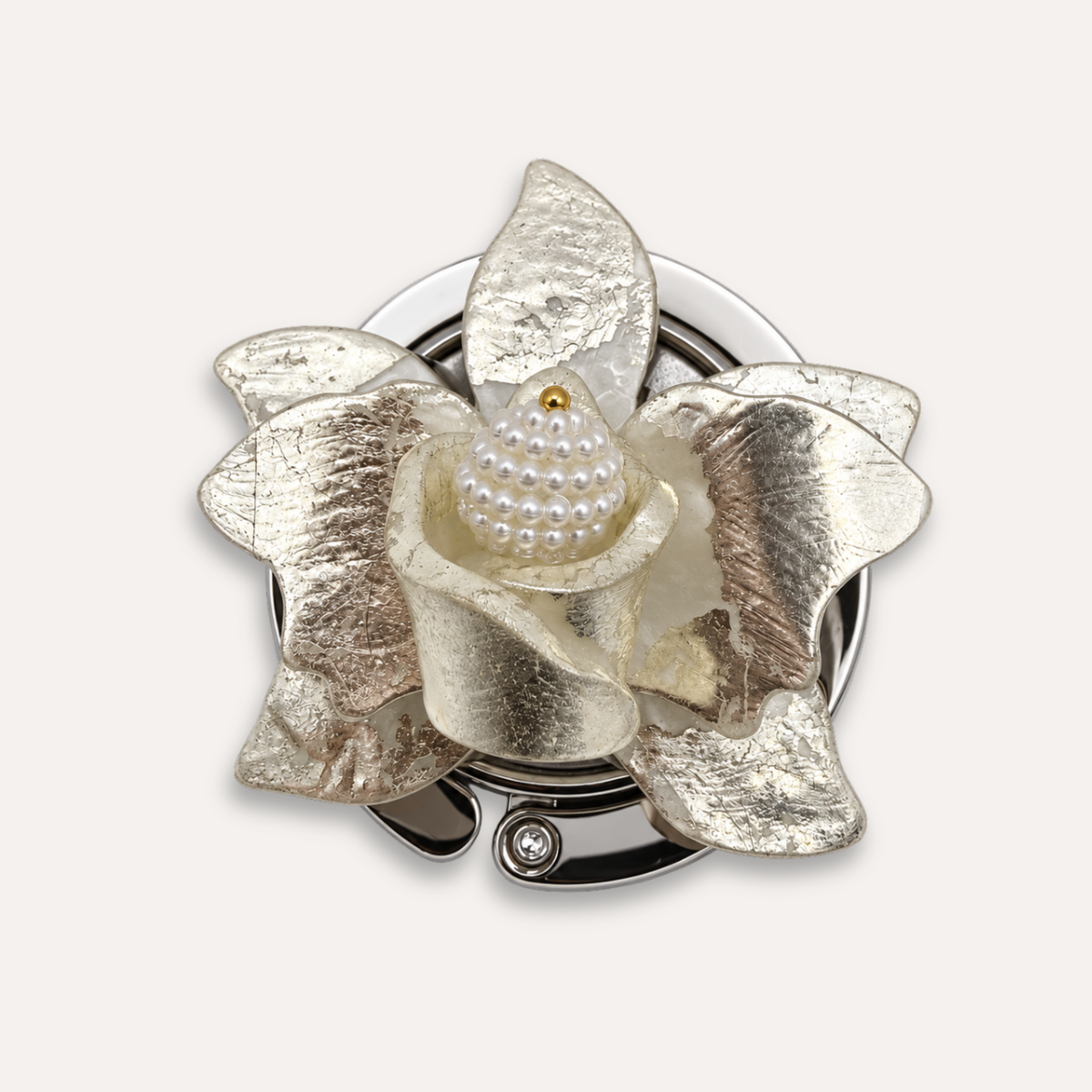 Luxury Handbag Hanger Lily Nocturne – 18k White Gold Leaf