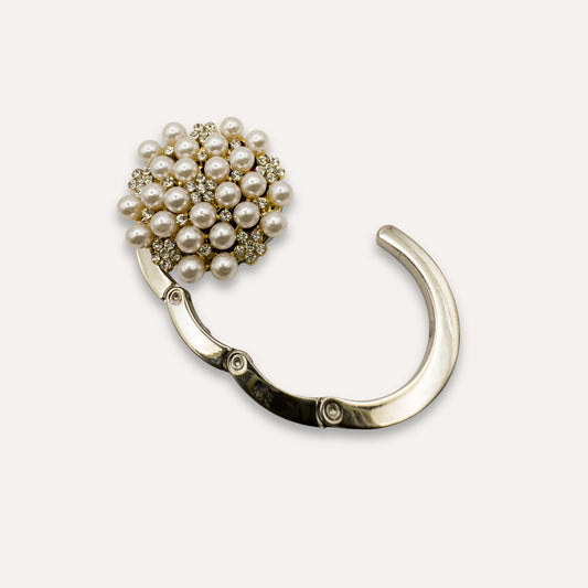 Luxe Tassenhanger Strass Parelbloem