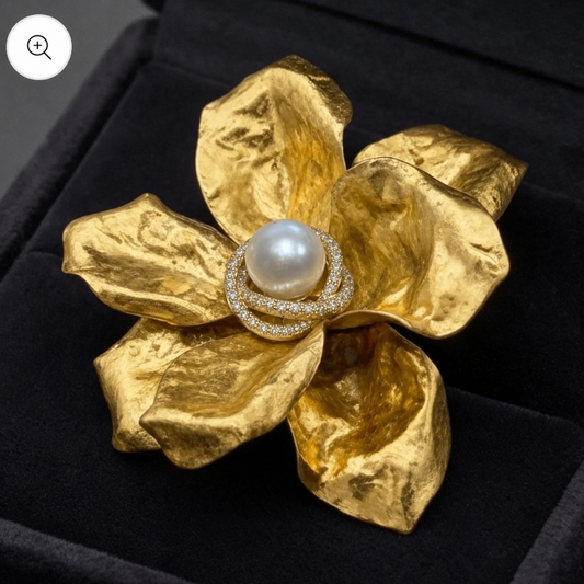 Luxe Tassenhanger Bloem | Crystal Pearl - 24k bladgoud
