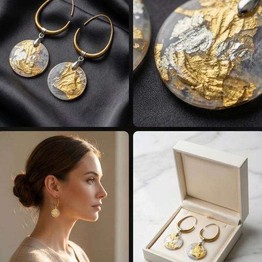 Oorbellen parelmoer - 24k geel- en 18k wit bladgoud