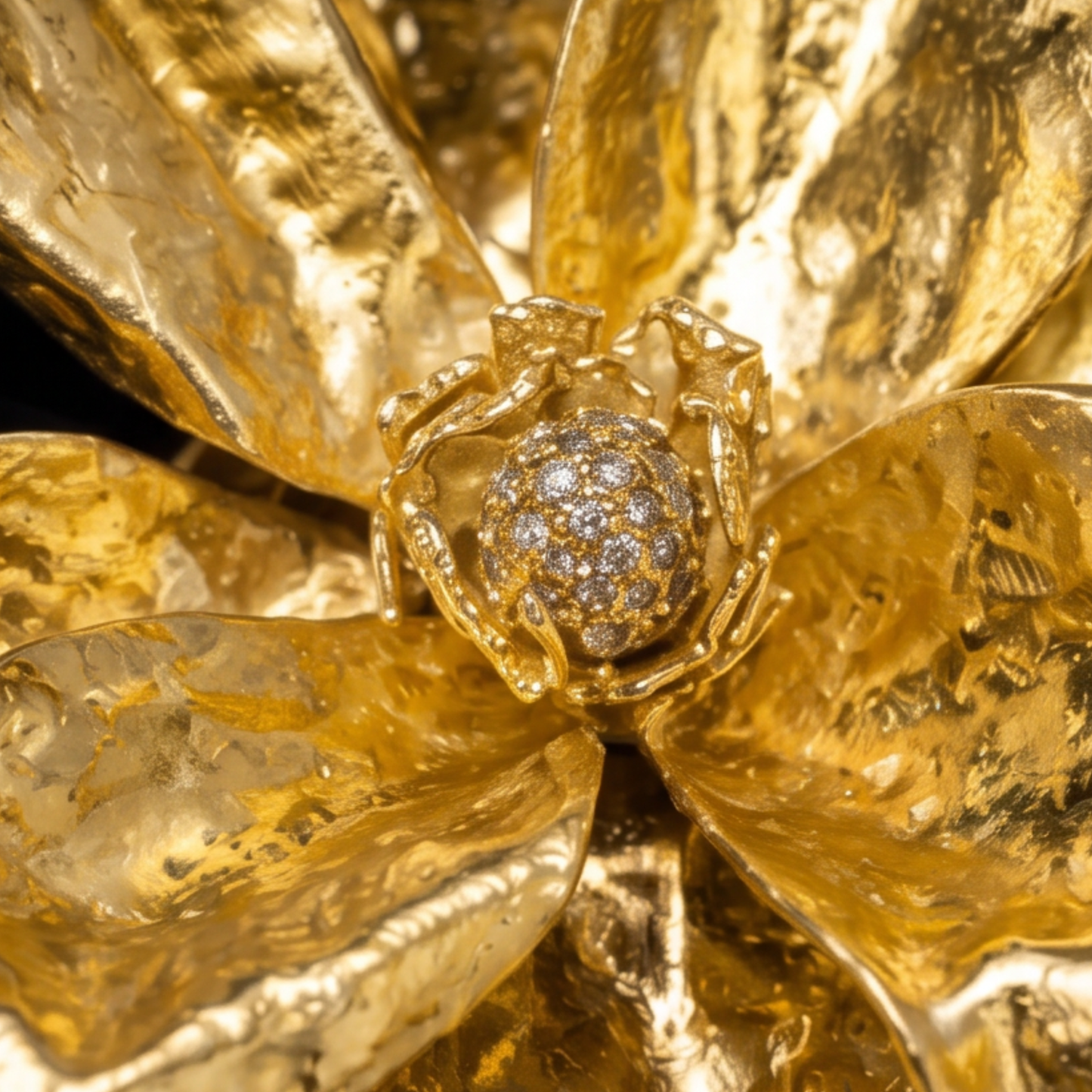 Luxury Handbag Hanger Flower | Crystal Pearl - 24K Gold Leaf