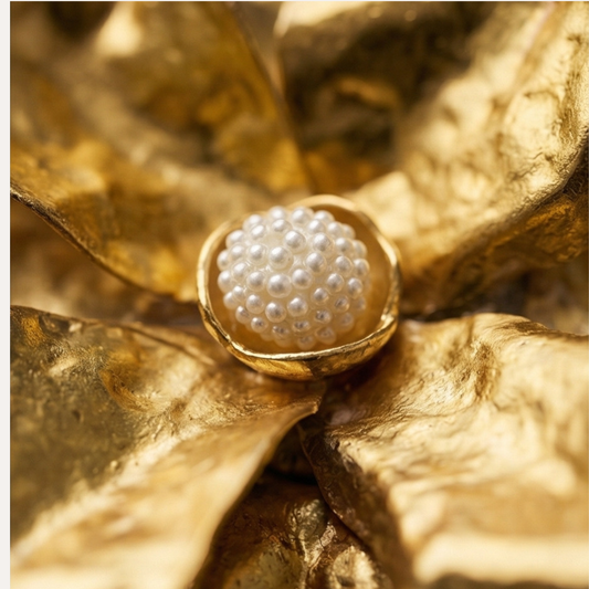 Luxe Tassenhanger Bloem | Pearl Essence - 24k bladgoud