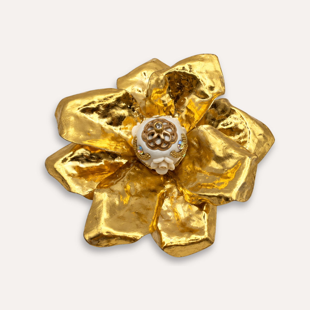 Luxe Tassenhanger Bloem | Vintage Pearl - 24k bladgoud