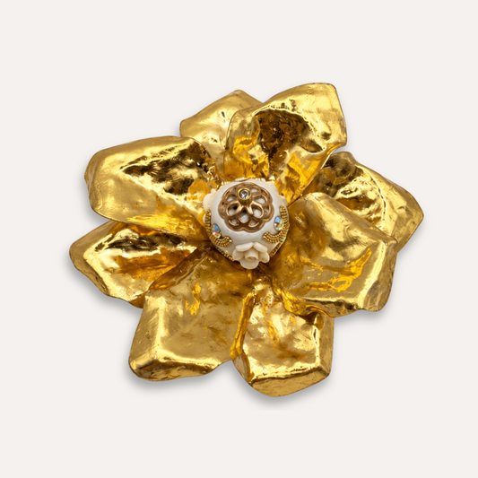 Luxury Bag Hanger Flower | Vintage Pearl - 24k gold leaf
