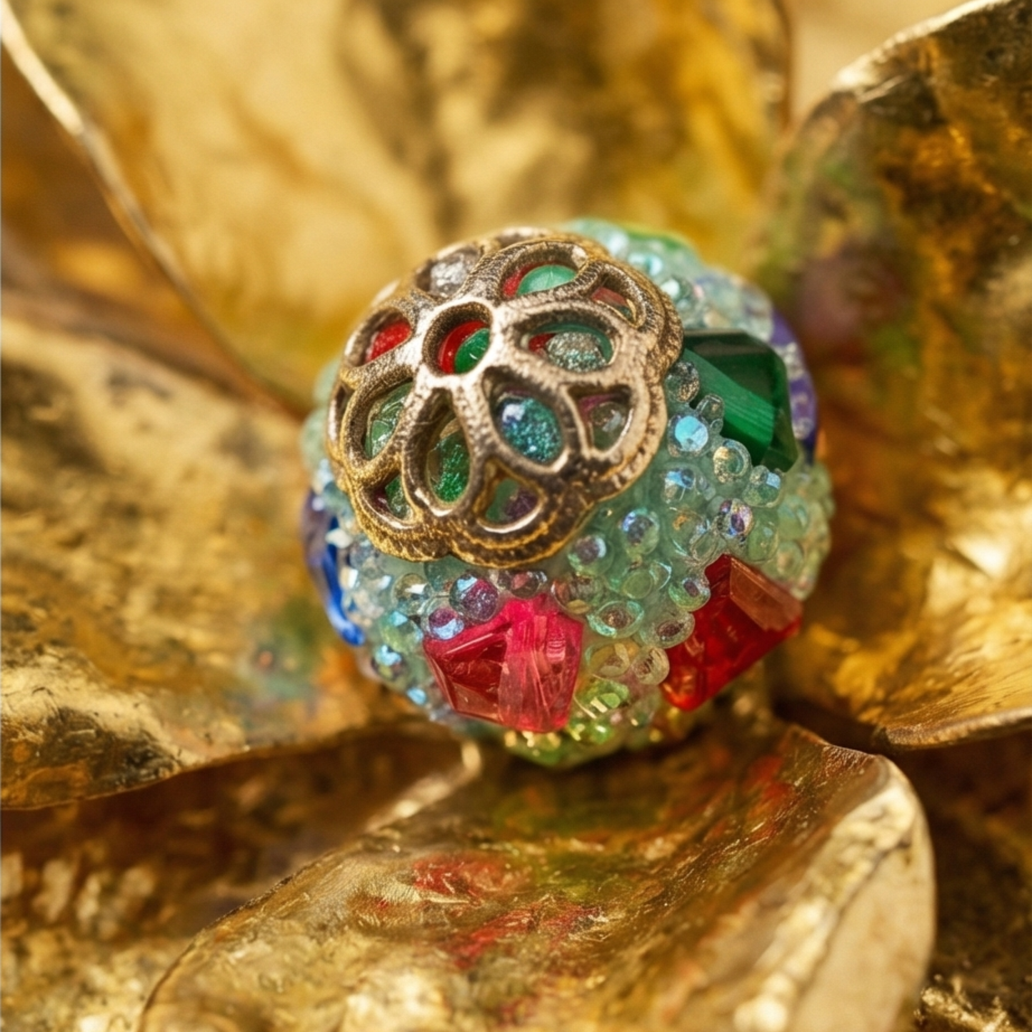 Luxe Tassenhanger Bloem | Mosaic Signature - 24k bladgoud