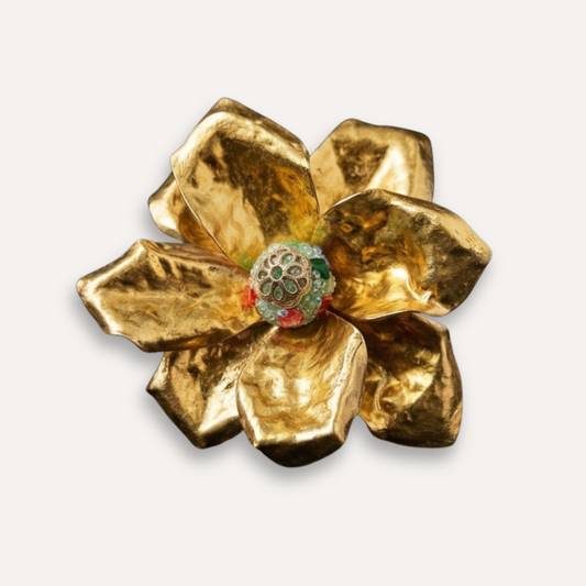 Luxe Tassenhanger Bloem | Mosaic Signature - 24k bladgoud