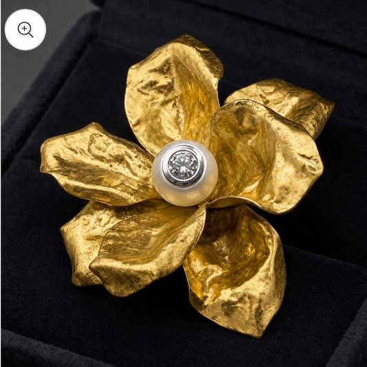 Luxe Tassenhanger Bloem | Pearl - 24k bladgoud