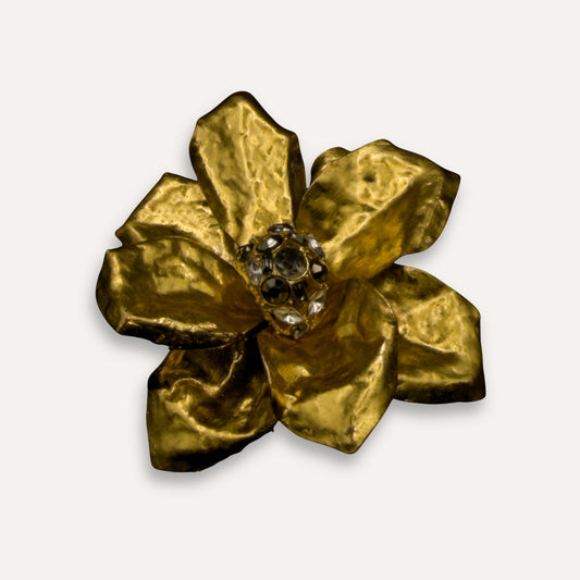 Luxe Tassenhanger Bloem | Midnight Crystal - 24k bladgoud