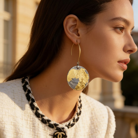 Oorbellen parelmoer - 24k bladgoud