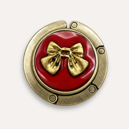Luxury Bag Hanger Bow Red | Gold - 24k gold leaf