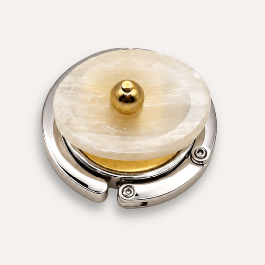Luxury Handbag Hanger Selenite Worry Stone - 24k gold leaf